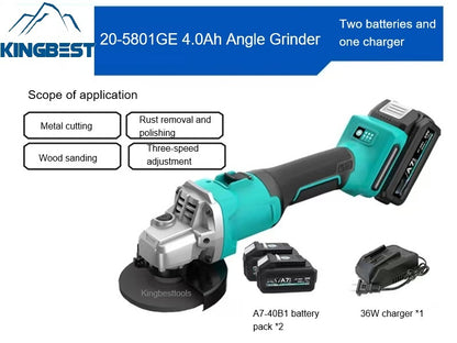 Portable Lithium Battery Angle Grinder With 2 Batteries and 1 Charger Free shipping