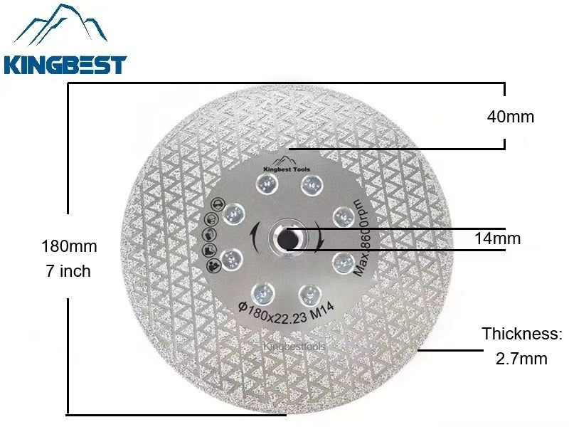 M14 Brazed Dual Sides Silver Star Saw Blade with Flange