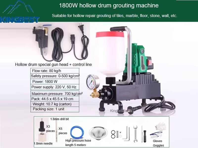 High Pressure Tungsten Steel Injection Grouting Machine for Repairing Hollow Tiles Free Shipping A01 A02