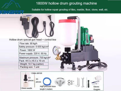 High Pressure Tungsten Steel Injection Grouting Machine for Repairing Hollow Tiles Free Shipping A01 A02