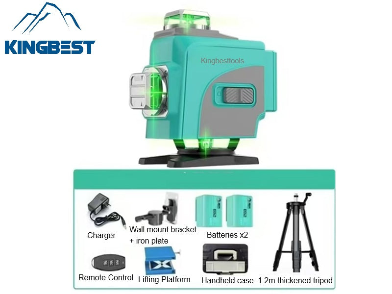 4D Battery 16-Lines Green Beam Industrial Grade Ground Laser Level Free Shipping A01 & A02