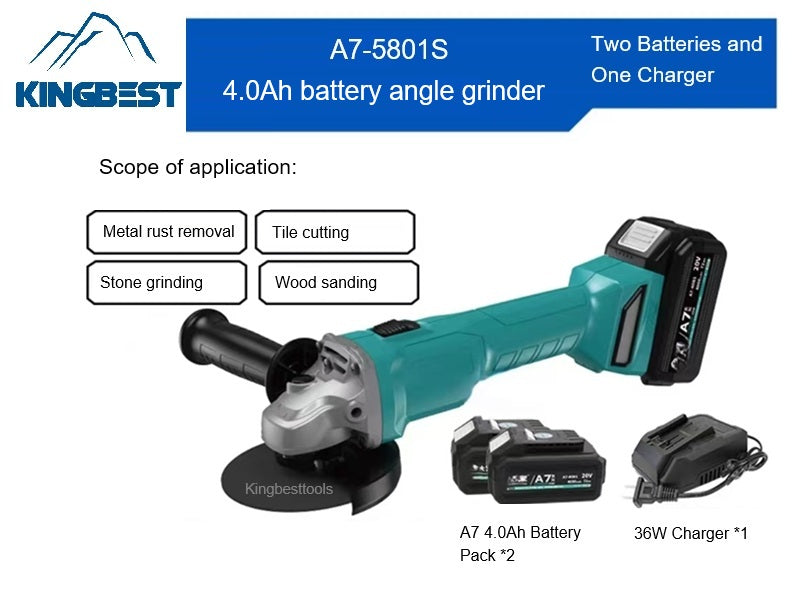 Portable Lithium Battery Angle Grinder With 2 Batteries and 1 Charger Free shipping