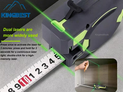 5M Rechargeable Dual-Line High Brightness Green Measure Laser Level Auto-Locking Tape Free Shipping