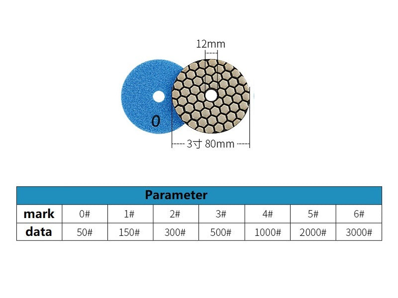 Dry Polishing Pads/Sandpapers 80/100mm