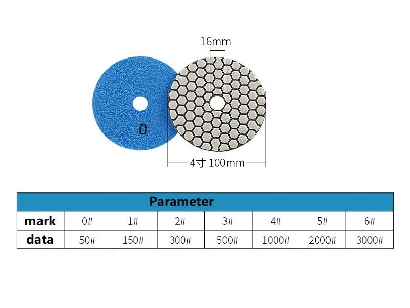 Dry Polishing Pads 100mm (3 sets a pack) - Free Shipping