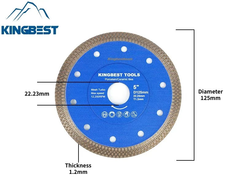 Blue Porcelain Sharp Diamond Saw Blades With Central Hole 22.23mm
